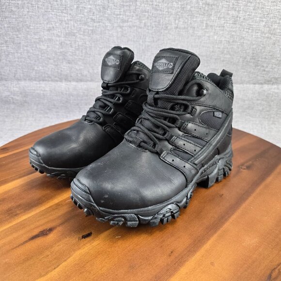 Merrell Mens 7M Lace-Up Leather‎ Hiking Boots Black - Picture 5 of 14